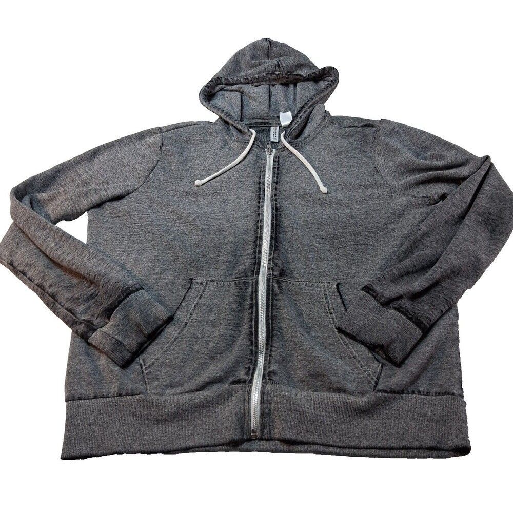 H&M Divided Hoodie Women Large Charcoal Good Full Zip Basic Melange Sweatshirt